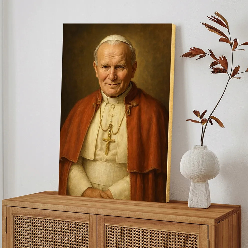 Šventasis popiežius Jonas Paulius II religinis paveikslas 30x40 cm ant drobės, dovana #902