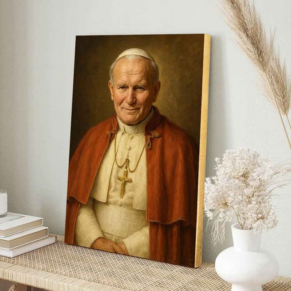 Šventasis popiežius Jonas Paulius II religinis paveikslas 30x40 cm ant drobės, dovana #902