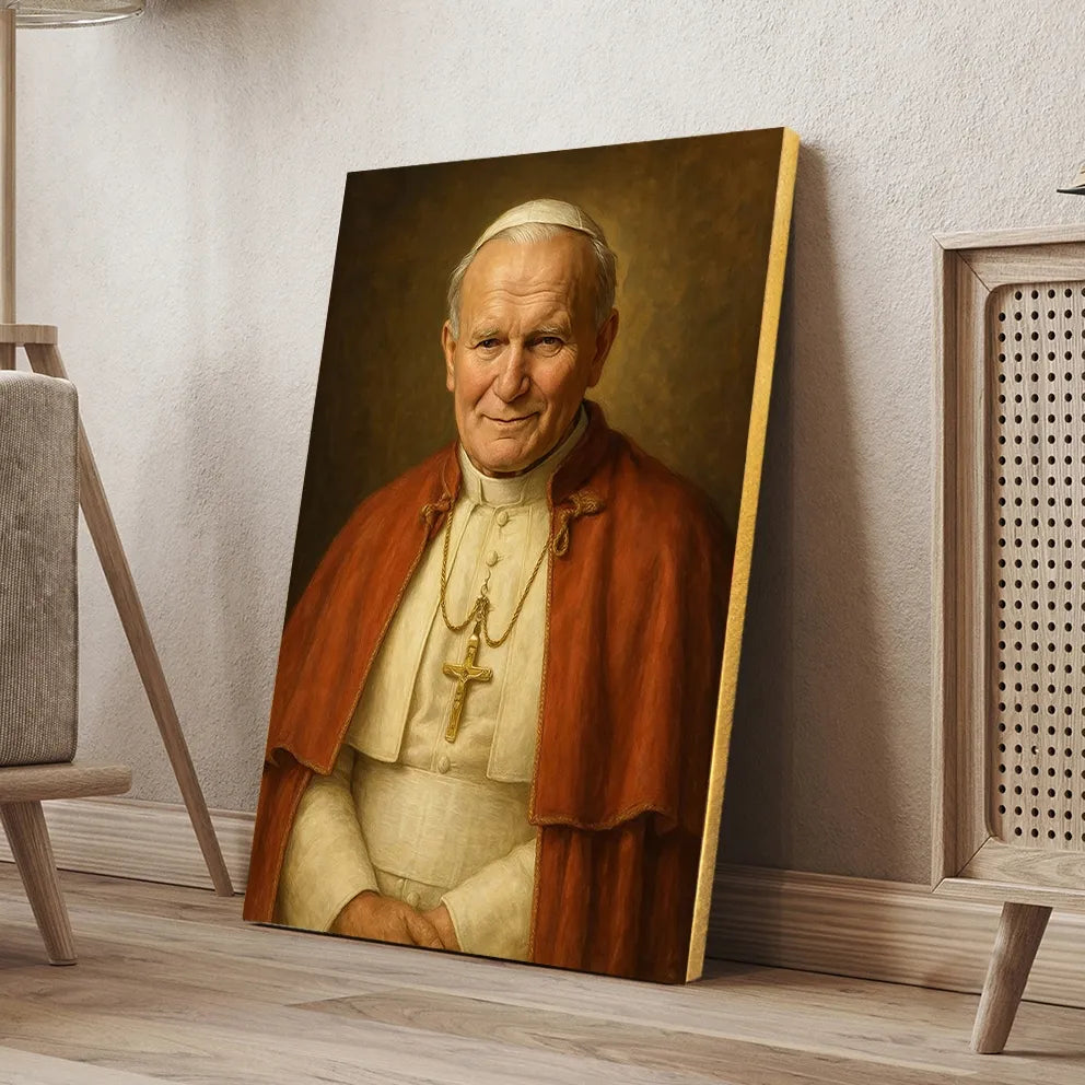 Šventasis popiežius Jonas Paulius II religinis paveikslas 30x40 cm ant drobės, dovana #902