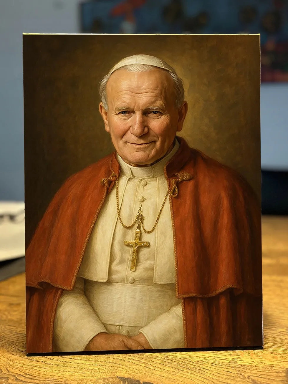 Šventasis popiežius Jonas Paulius II religinis paveikslas 30x40 cm ant drobės, dovana #902