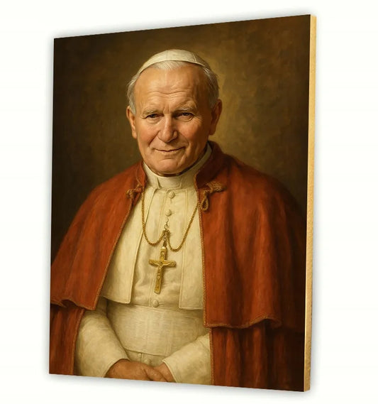 Šventasis popiežius Jonas Paulius II religinis paveikslas 30x40 cm ant drobės, dovana #902