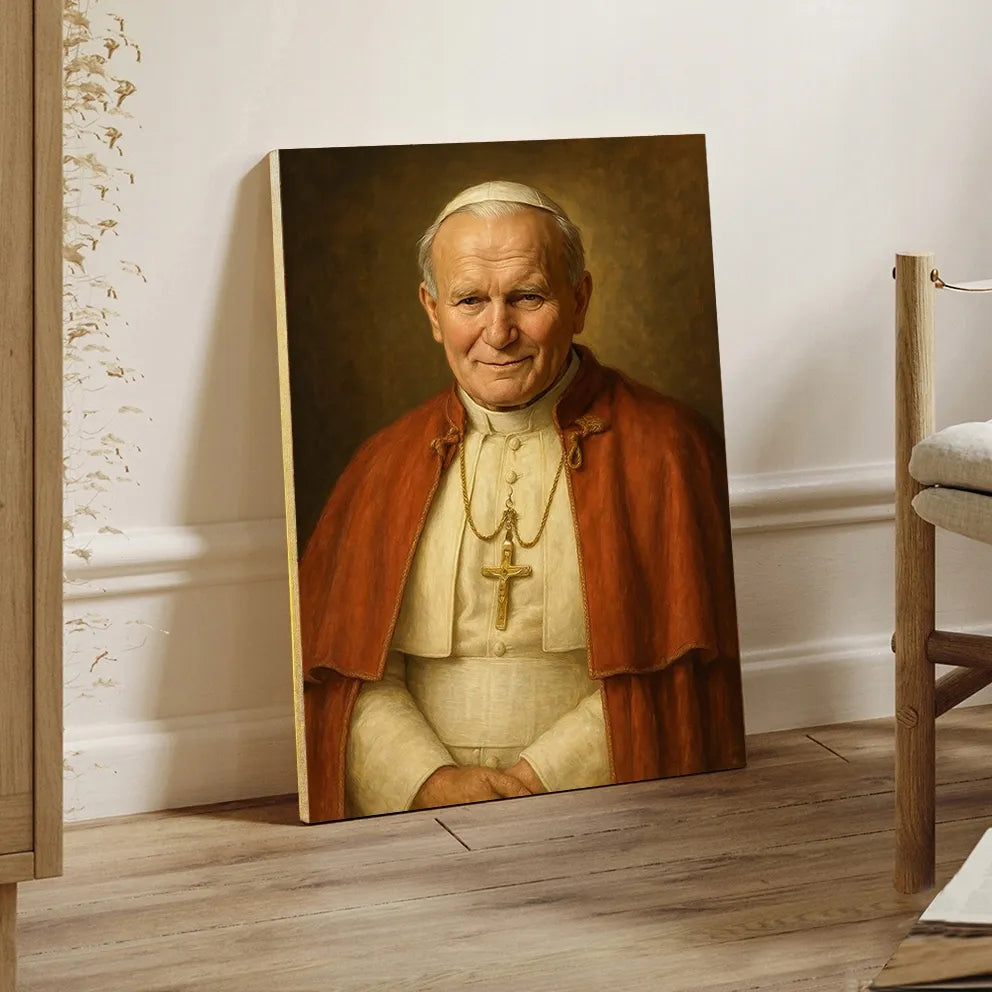 Šventasis popiežius Jonas Paulius II religinis paveikslas 30x40 cm ant drobės, dovana #902