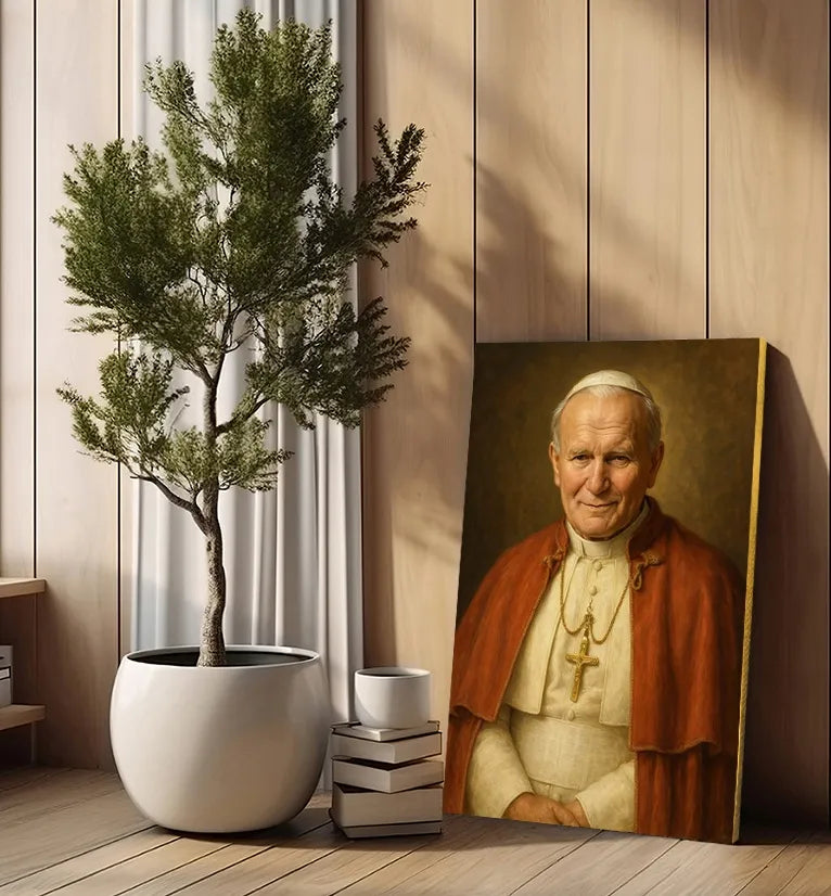 Šventasis popiežius Jonas Paulius II religinis paveikslas 30x40 cm ant drobės, dovana #902