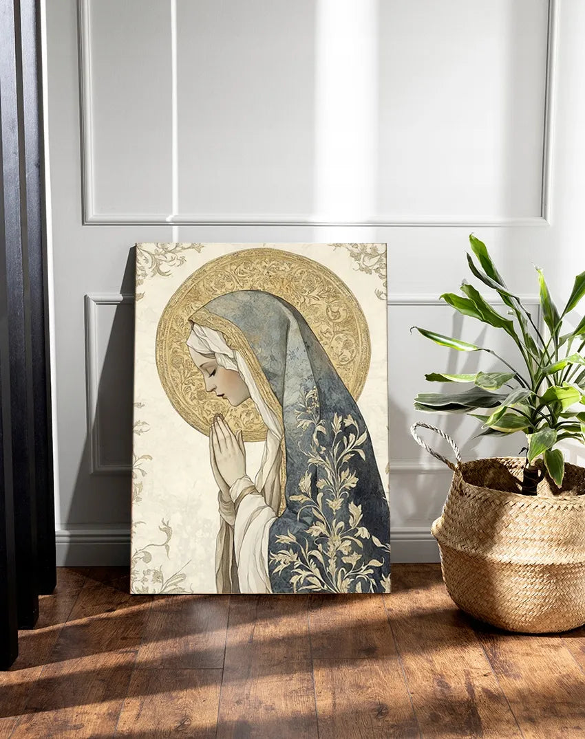 Šventosios Mergelės Marijos religinis paveikslas ant drobės 30x40cm – dovana jauniesiems ar šventėms #904