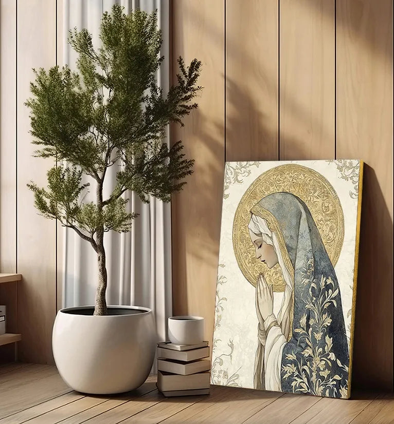 Šventosios Mergelės Marijos religinis paveikslas ant drobės 30x40cm – dovana jauniesiems ar šventėms #904