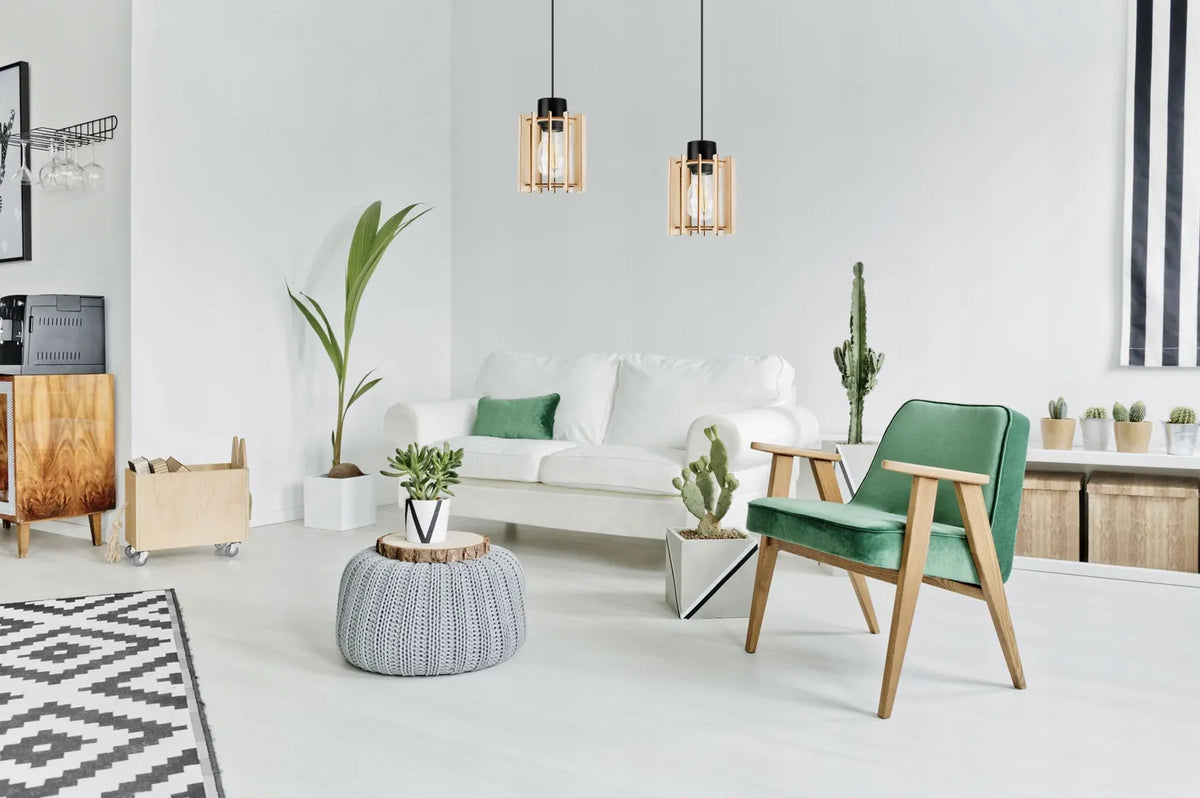 TIMBER pakabinamas lubinis šviestuvas, medinis modernus boho stiliaus šviestuvas virtuvei