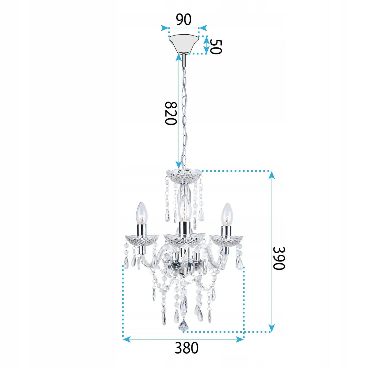 TOOLIGHT EBT006-3CP TRANSPARENT pakabinamas lubinis šviestuvas kambariui