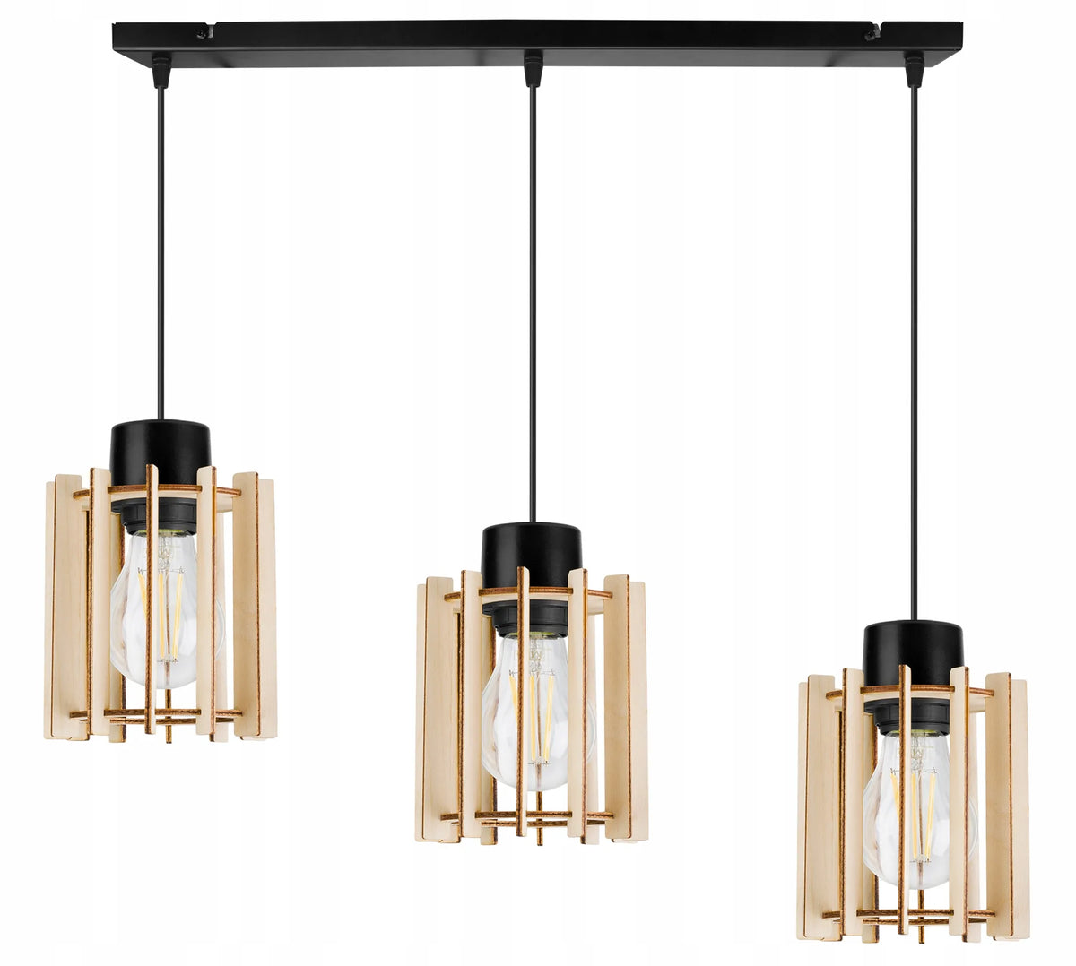 TRIJŲ ŠVIESOS ŠALTINIŲ PAKABINAMAS ŠVIESTUVAS „TIMBER“ 2357/3, MEDINIS, MODERNUS, BOHO