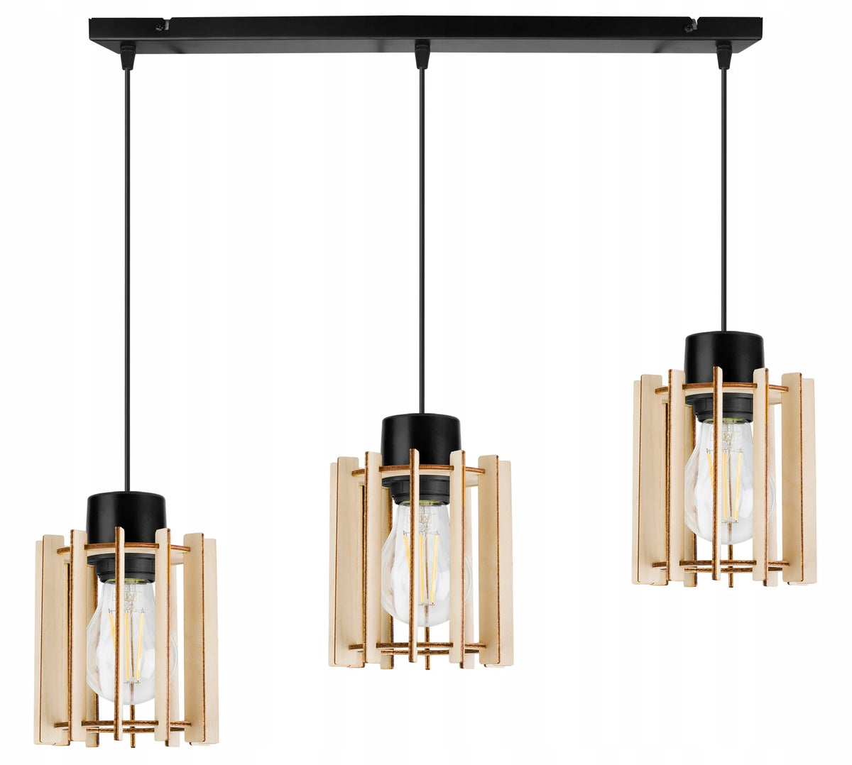 TRIJŲ ŠVIESOS ŠALTINIŲ PAKABINAMAS ŠVIESTUVAS „TIMBER“ 2357/3, MEDINIS, MODERNUS, BOHO