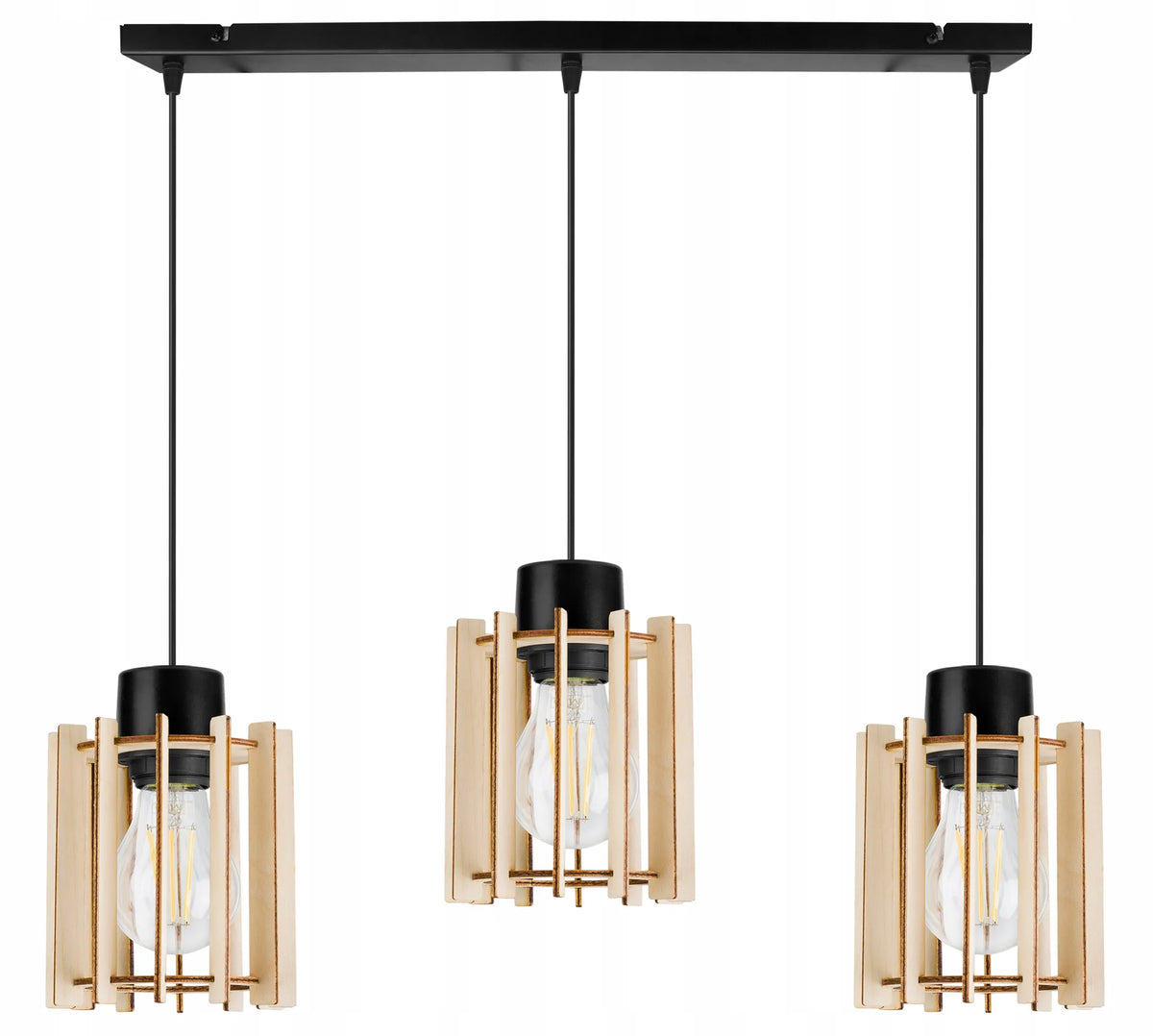 TRIJŲ ŠVIESOS ŠALTINIŲ PAKABINAMAS ŠVIESTUVAS „TIMBER“ 2357/3, MEDINIS, MODERNUS, BOHO
