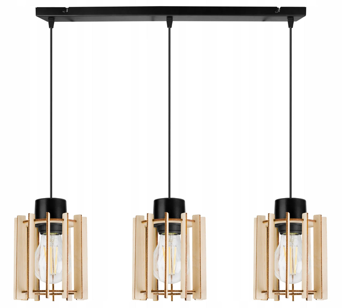 TRIJŲ ŠVIESOS ŠALTINIŲ PAKABINAMAS ŠVIESTUVAS „TIMBER“ 2357/3, MEDINIS, MODERNUS, BOHO