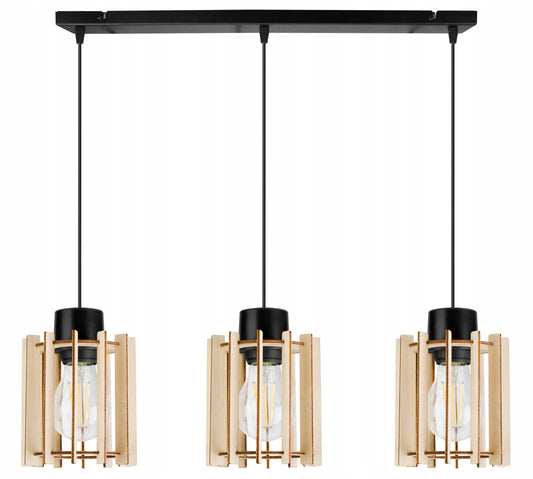 TRIJŲ ŠVIESOS ŠALTINIŲ PAKABINAMAS ŠVIESTUVAS „TIMBER“ 2357/3, MEDINIS, MODERNUS, BOHO