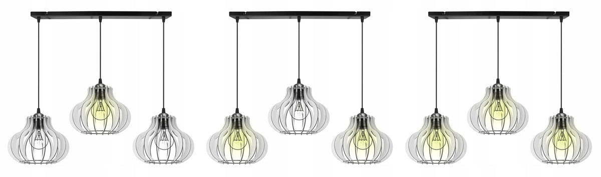 Trijų šviestuvų medinis pakabinamas lubinis šviestuvas „Light Home TIMBER 2365/3“, modernus boho stilius