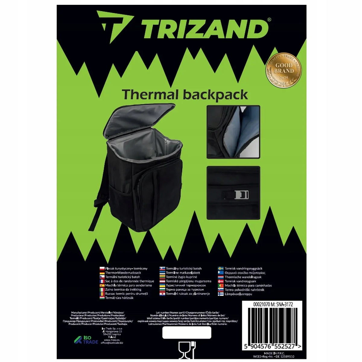 Trizand termoizoliacinė turistinė kuprinė, juoda, 26 l, vandeniui atspari