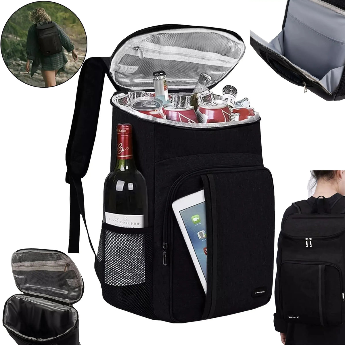 Trizand termoizoliacinė turistinė kuprinė, juoda, 26 l, vandeniui atspari