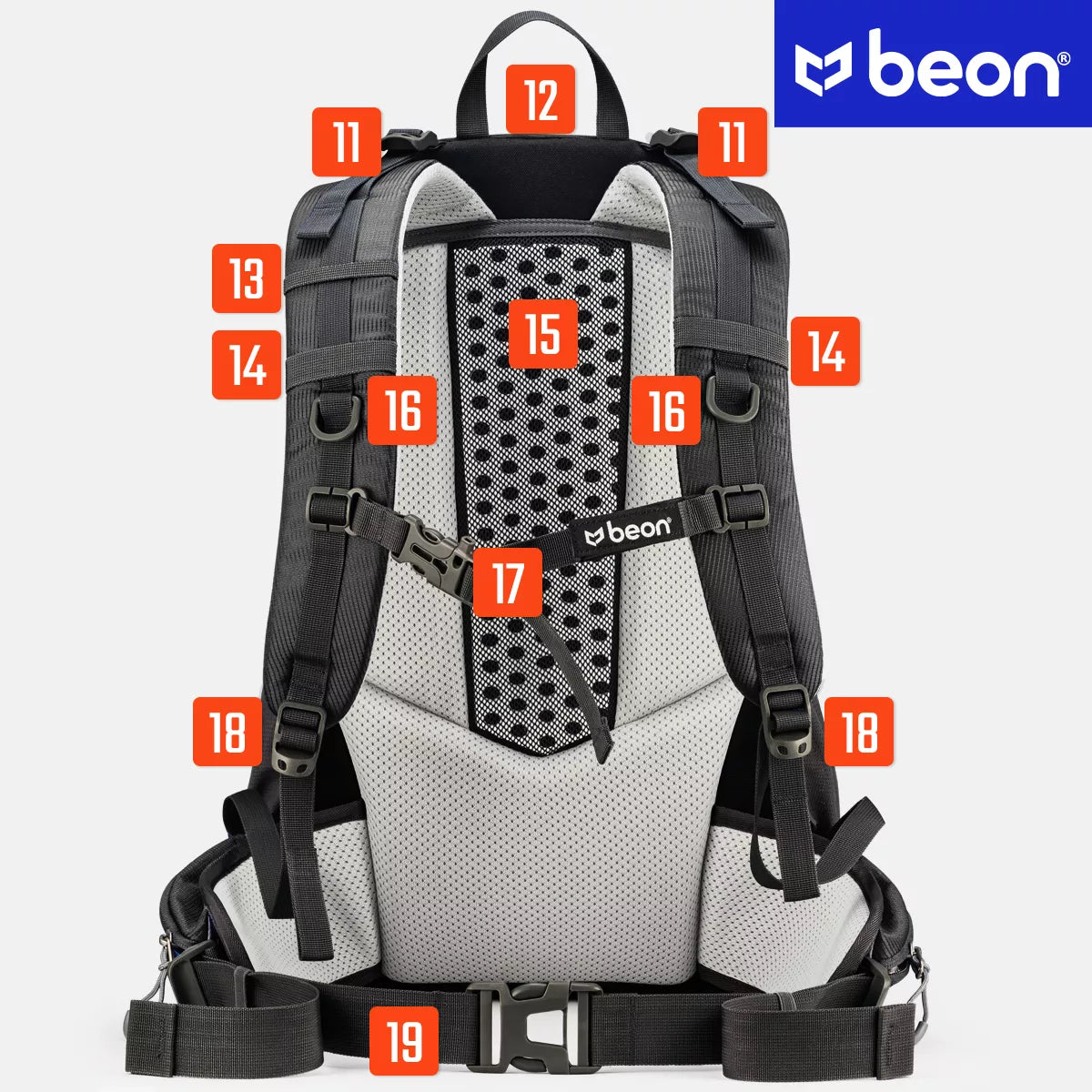 Turistinė kuprinė Beon XB540 30L, žygio, kalnų, unisex, tvirta, juoda