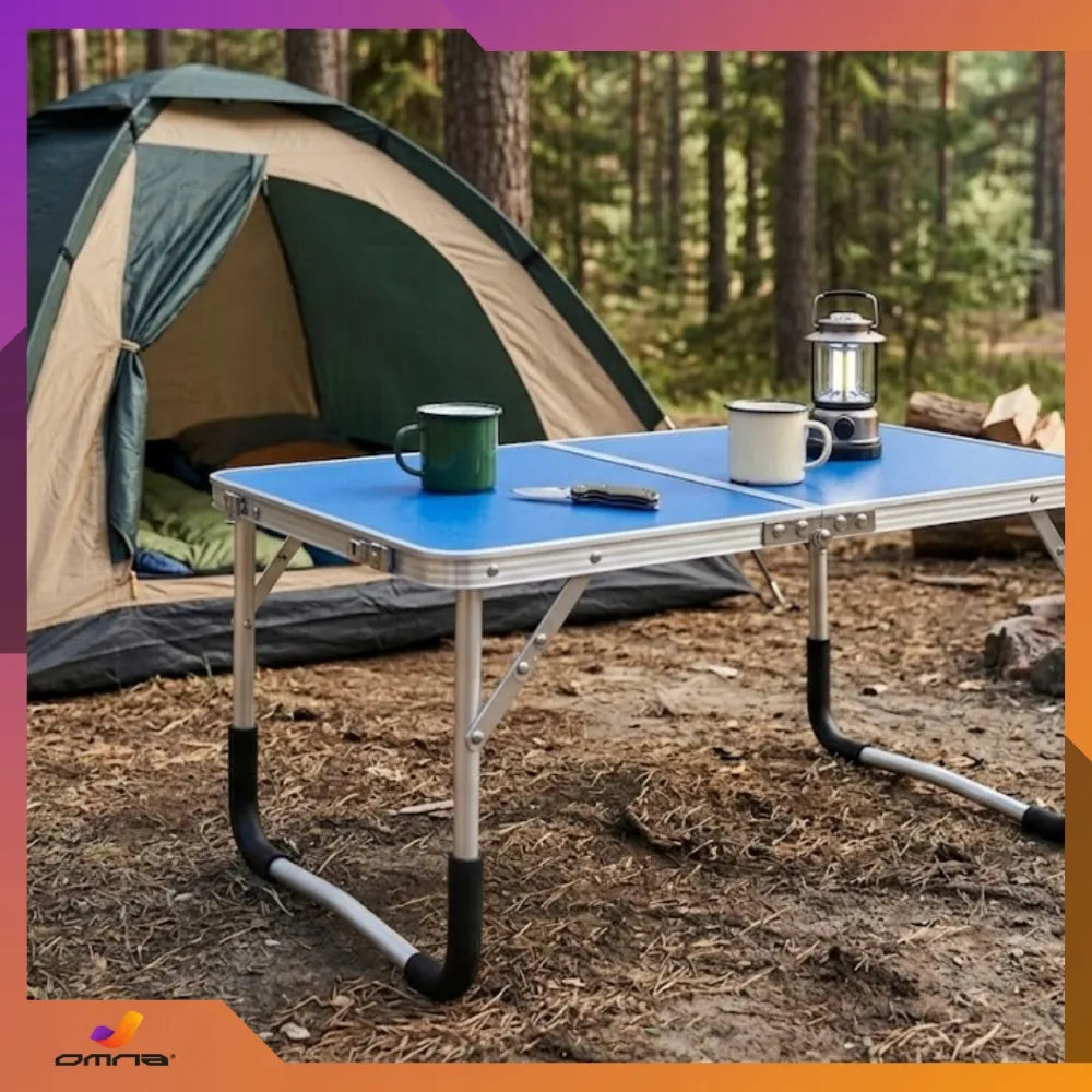 Turistinis iškylų ir paplūdimio stalas Omna Campfold T60 blue, aliuminis, sulankstomas į lagaminą 60x40 cm