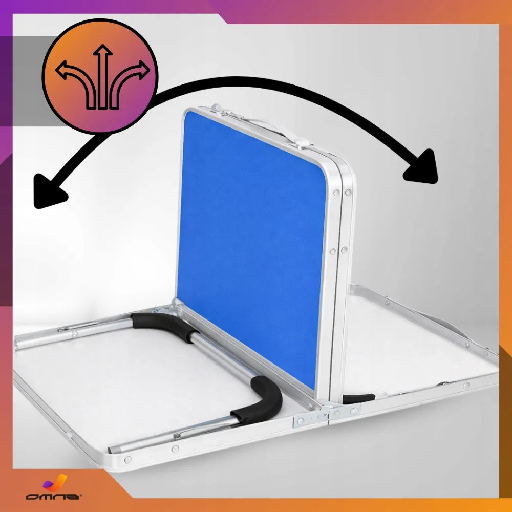Turistinis iškylų ir paplūdimio stalas Omna Campfold T60 blue, aliuminis, sulankstomas į lagaminą 60x40 cm