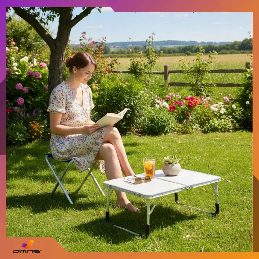 Turistinis kempingo sulankstomas stalelis Omna Campfold T60, 60x40 cm, baltas