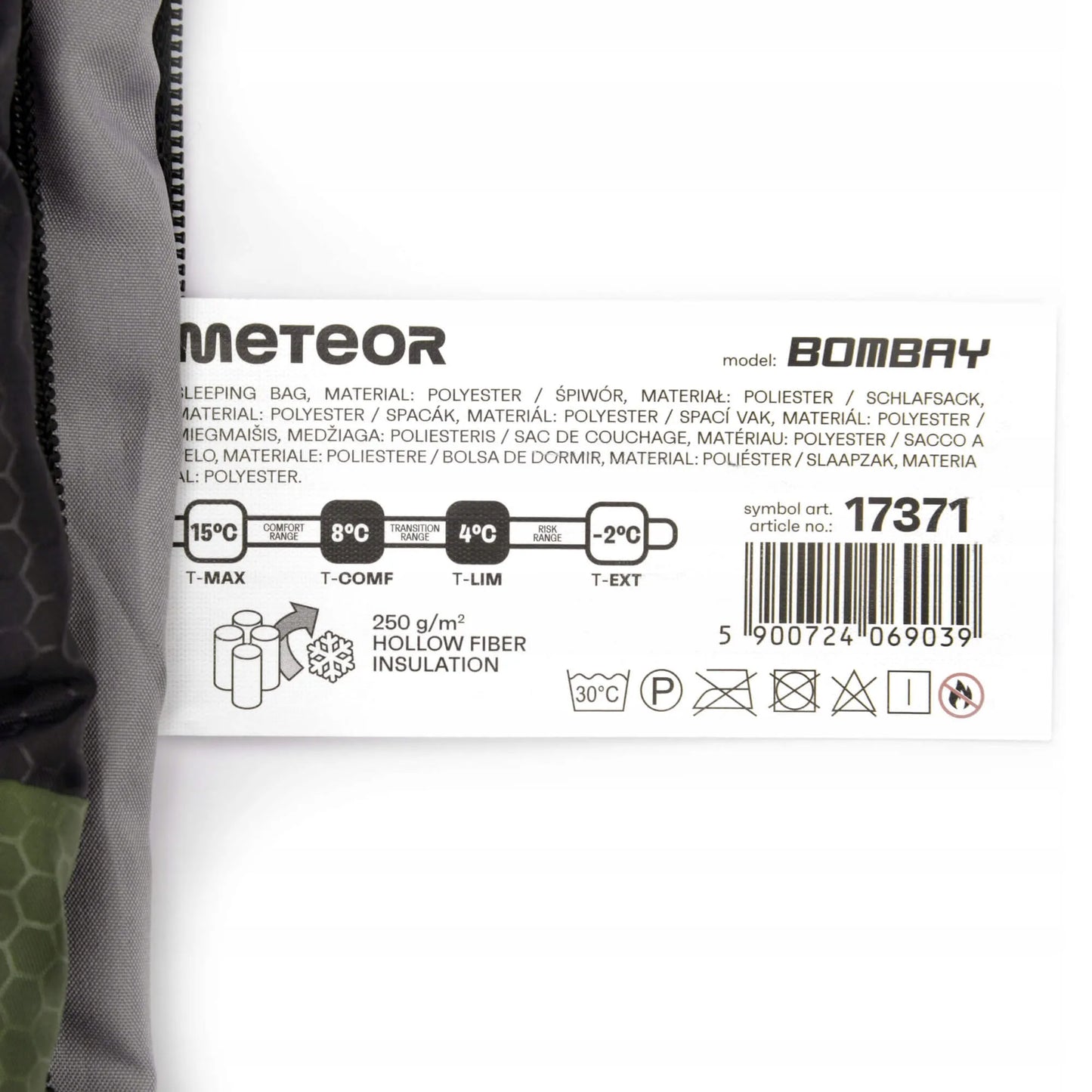 Turistinis miegmaišis Meteor Bombay L žalias/juodas 220x75 kairysis