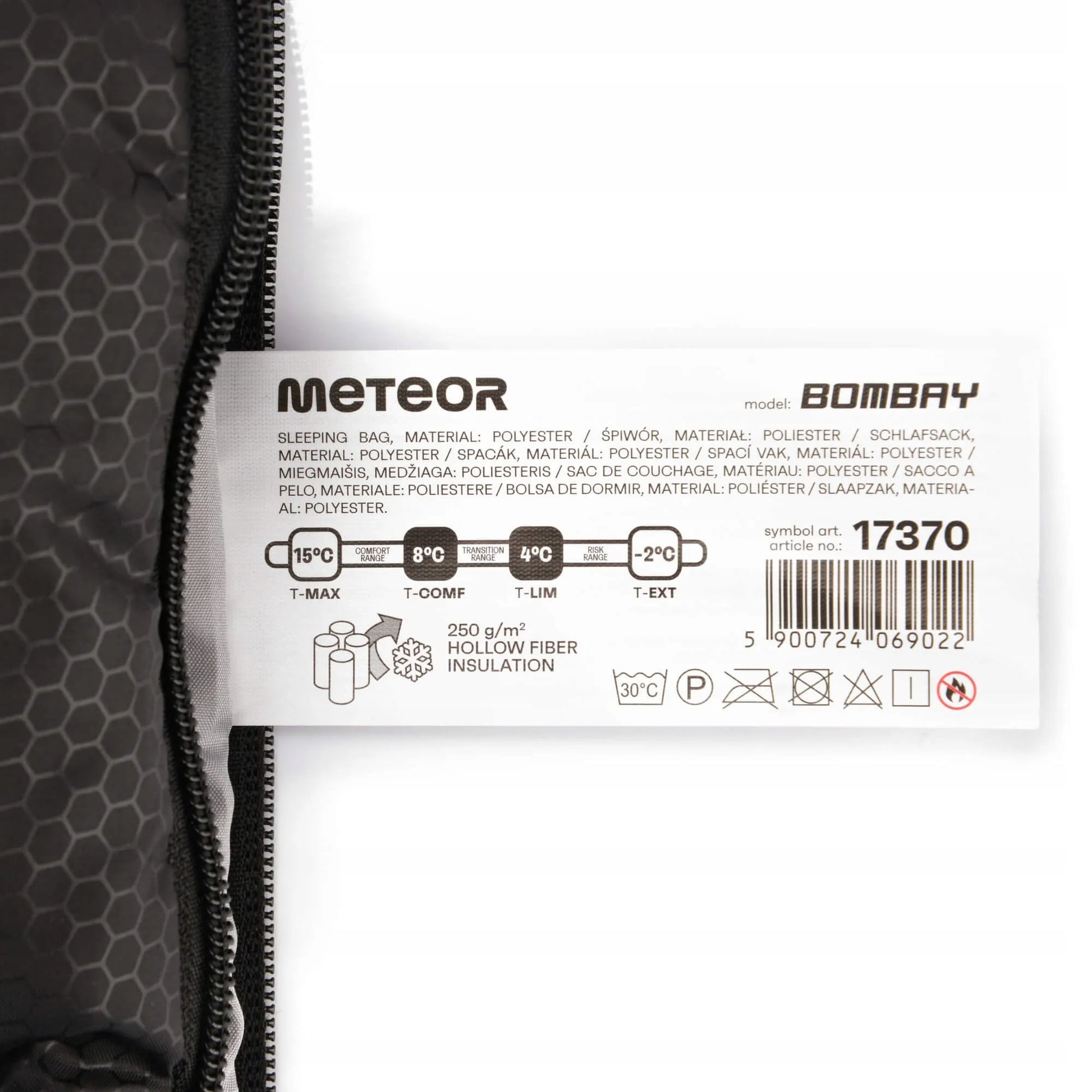 Turistinis miegmaišis su gobtuvu Meteor Bombay 220x75 kairinis