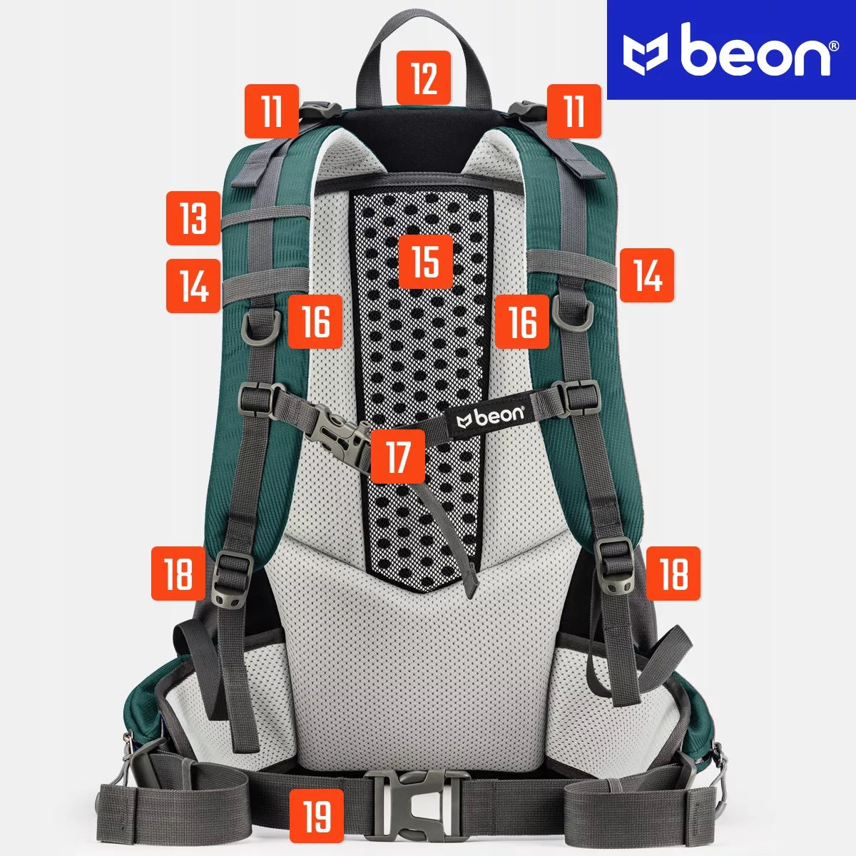 Turistinis trekingo kuprinė 30L vyrams ir moterims, Beon XB540, žalia