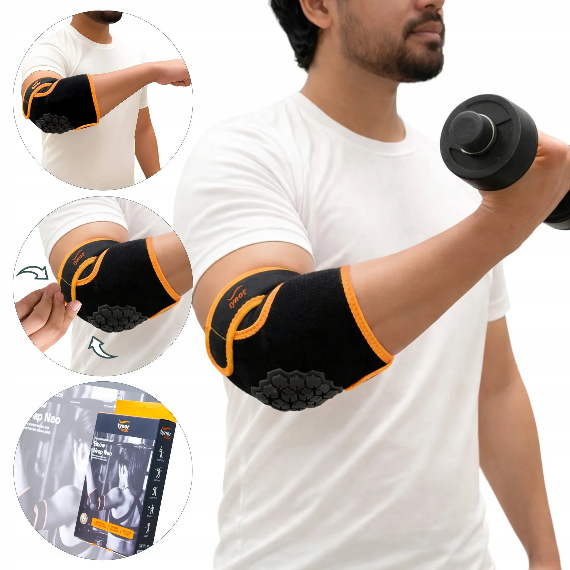 Tynor neopreninis sportinis alkūnės įtvaras, stabilizatorius, universalus