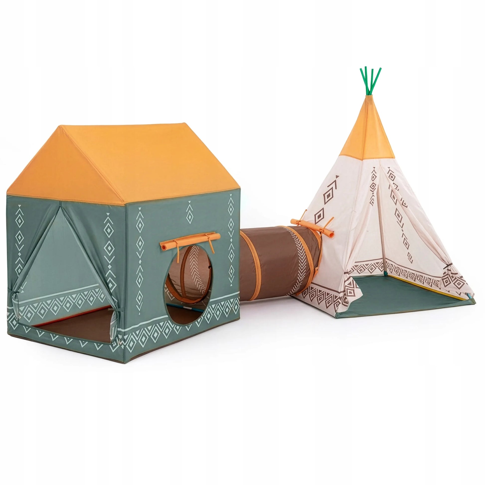 Vaikiška palapinė, namelis tipi, vigvamas, žaidimų tunelis, 5-viename rinkinys, COIL