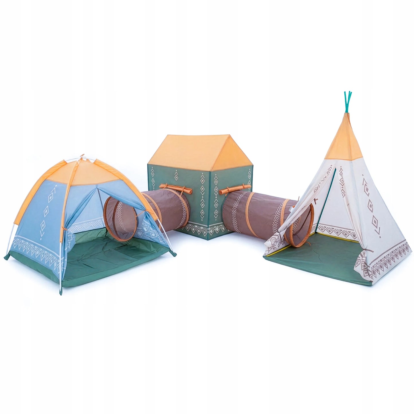 Vaikiška palapinė, namelis tipi, vigvamas, žaidimų tunelis, 5-viename rinkinys, COIL
