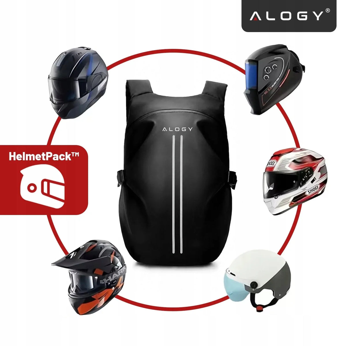 Vandeniui atspari motociklininko kuprinė, skirta šalmui, 40L, turistinė, sportinė