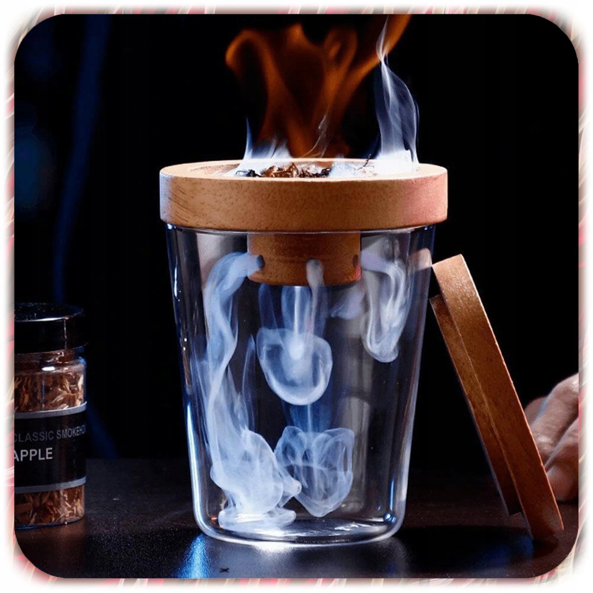 Viskio rūkymo rinkinys Whisky Smoker su medienos drožlėmis, aromatinga dovana vyrui