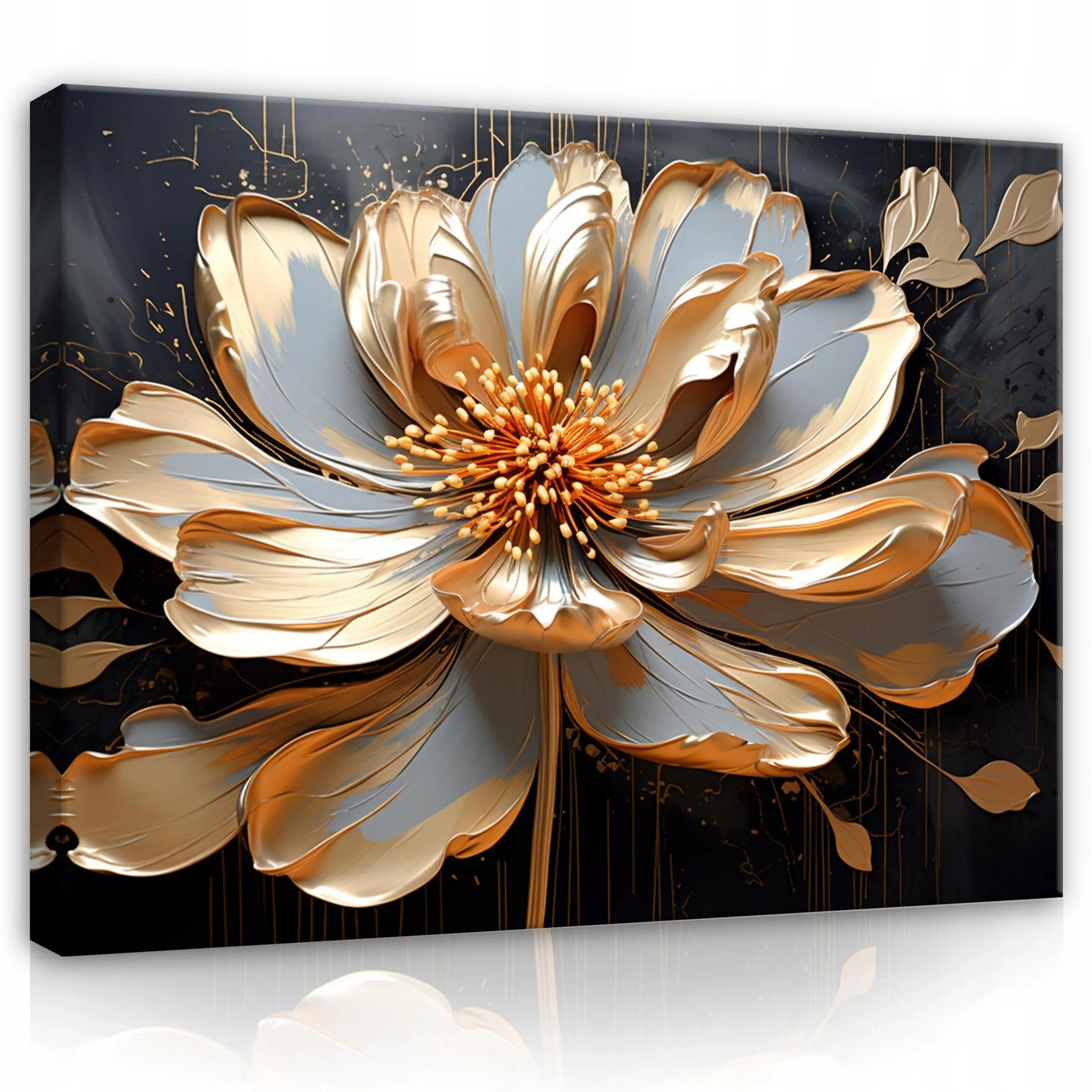 Wallarena 3D gėlių abstrakcijos drobės paveikslas svetainei ir miegamajam 120x80 cm