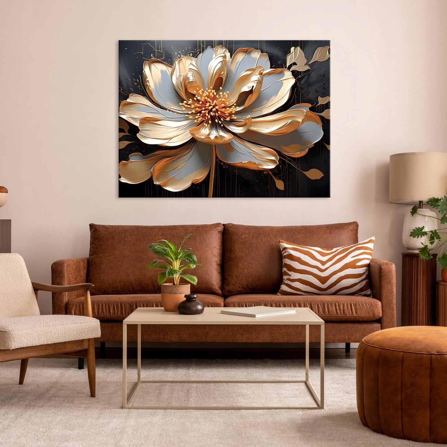 Wallarena 3D gėlių abstrakcijos drobės paveikslas svetainei ir miegamajam 120x80 cm