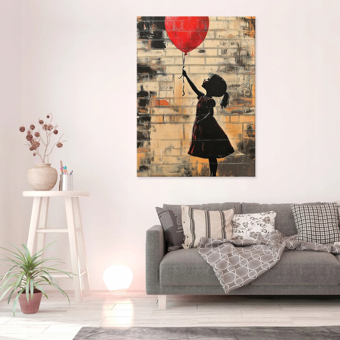 Wallarena drobės paveikslas Abstrakcija Banksy Mergaitė svetainei ir miegamajam 100x70