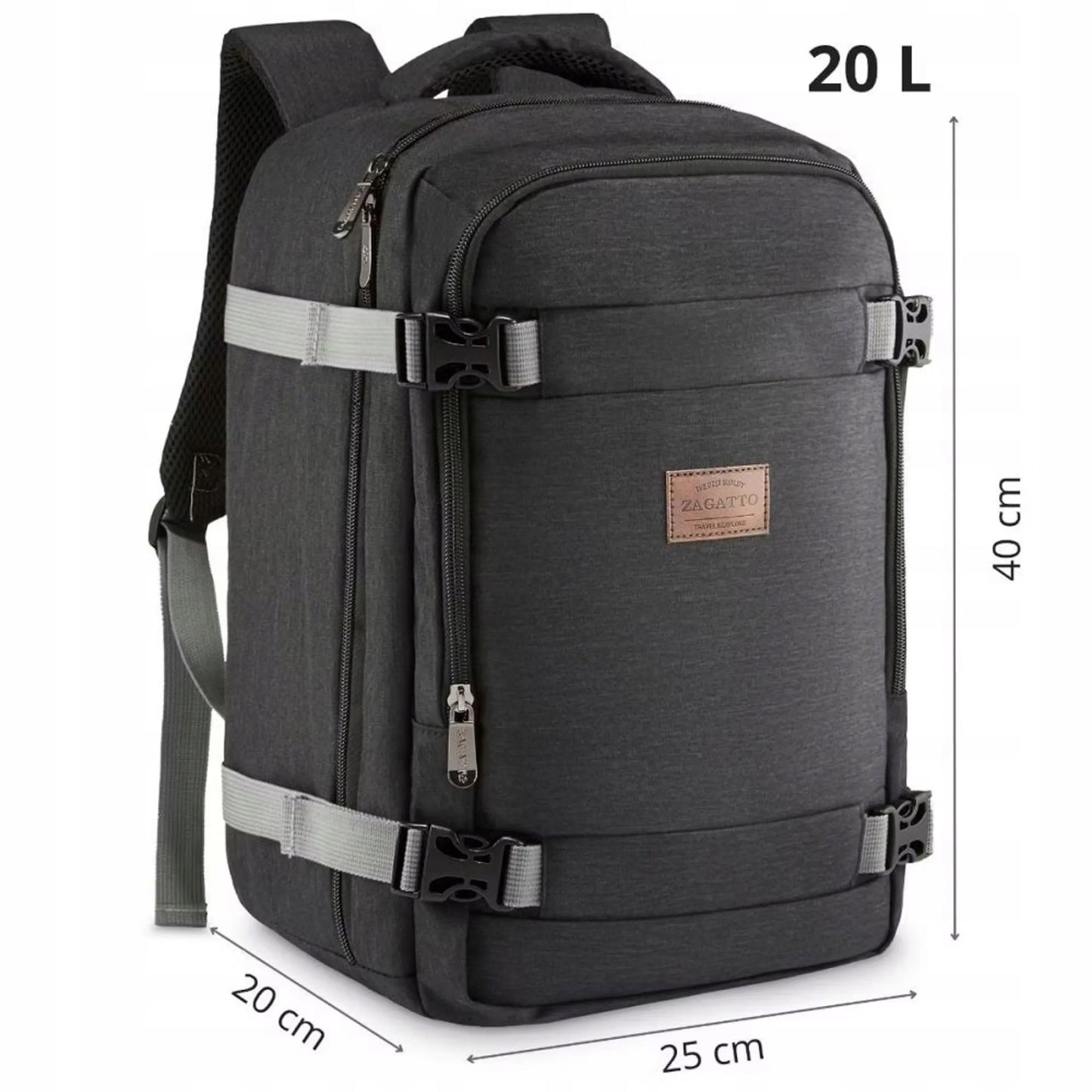 Zagatto® kelioninė kuprinė 40x25x20 cm – lengvas rankinis bagažas Ryanair ir WizzAir