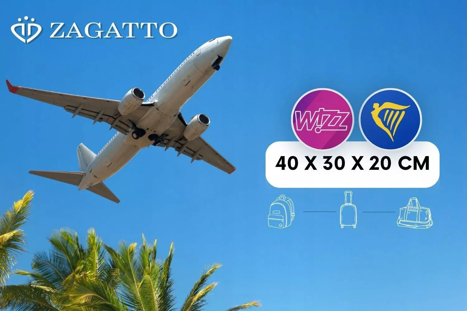 Zagatto kuprinė orlaiviui RYANAIR 40x30x20 cm, rankinis bagažas