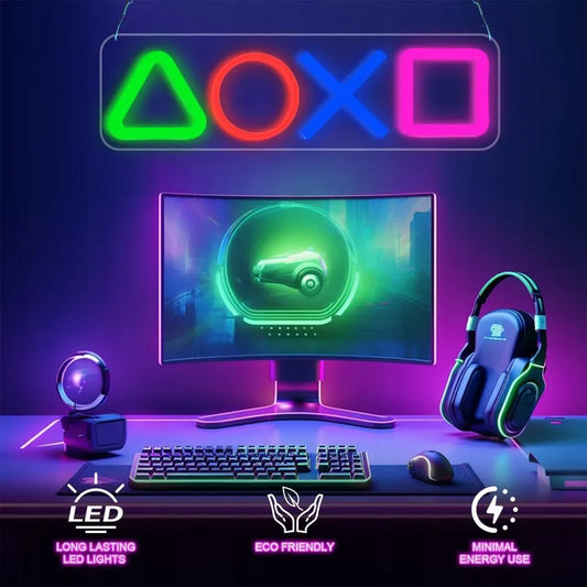 Žaidimų zonos LED neoninis ženklas, naktinė lemputė, sienų dekoracija