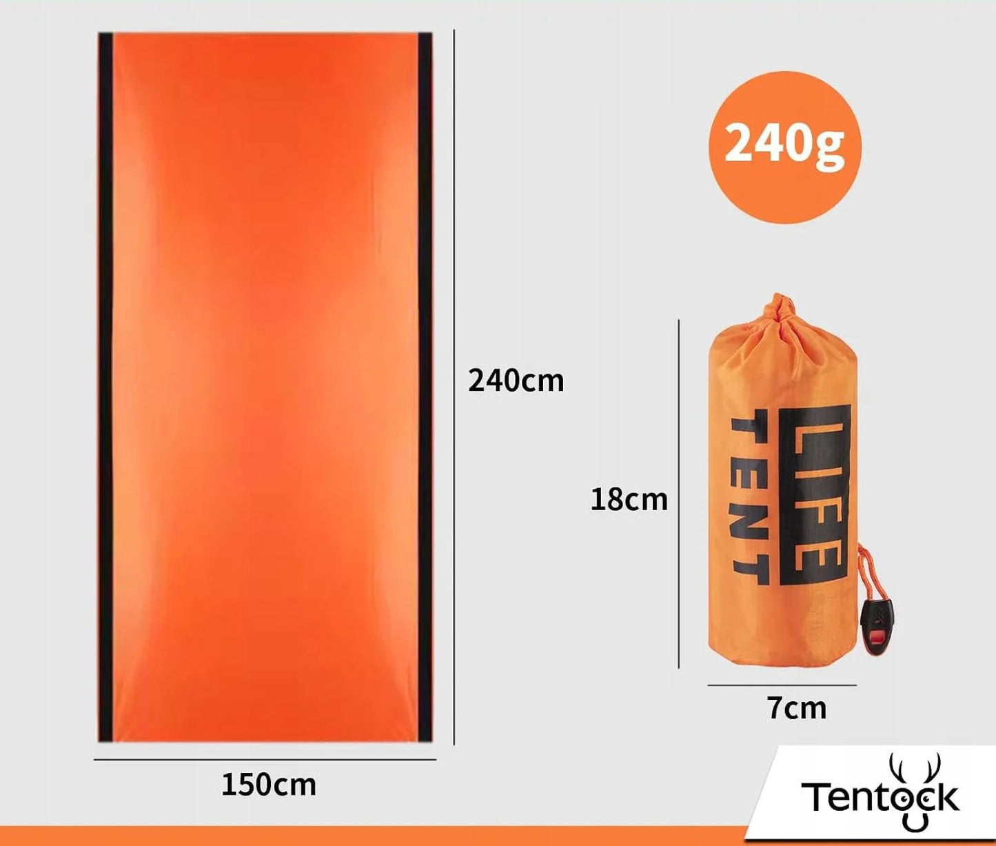 Žalia avarinė palapinė LIFETENT 240x150x90 cm, 2 vietų, šiluminė folija
