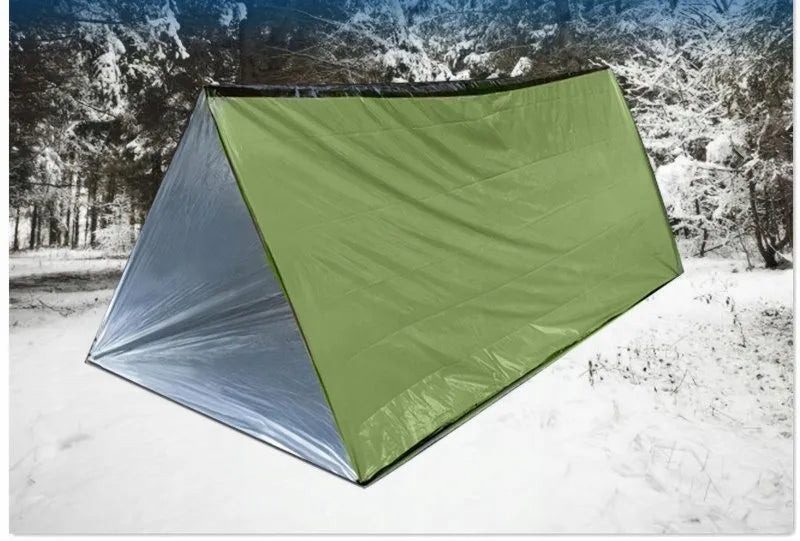 Žalia avarinė palapinė LIFETENT 240x150x90 cm, 2 vietų, šiluminė folija